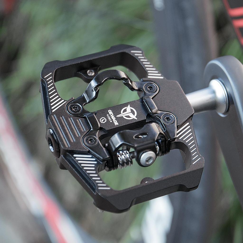GEWAGE Bicycle Pedals, Binding Pedals, Single-Sided Flat, 3-Bearing, Non-Slip, Aluminum, 9/16-Inch, Black (GE-162)