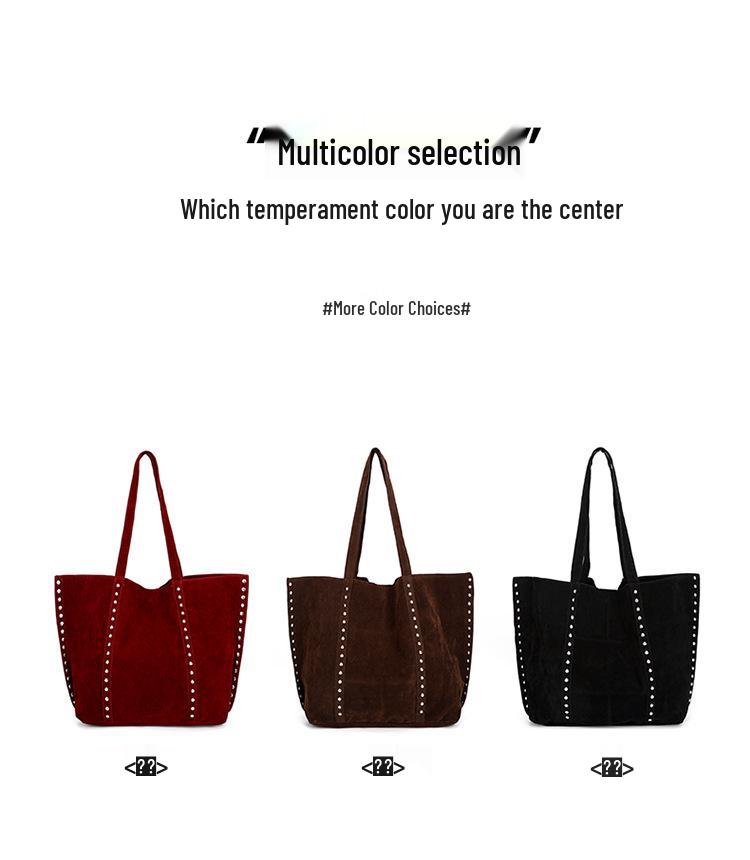 Retro Rivet Soft Surface Large Women's Tote Handbag