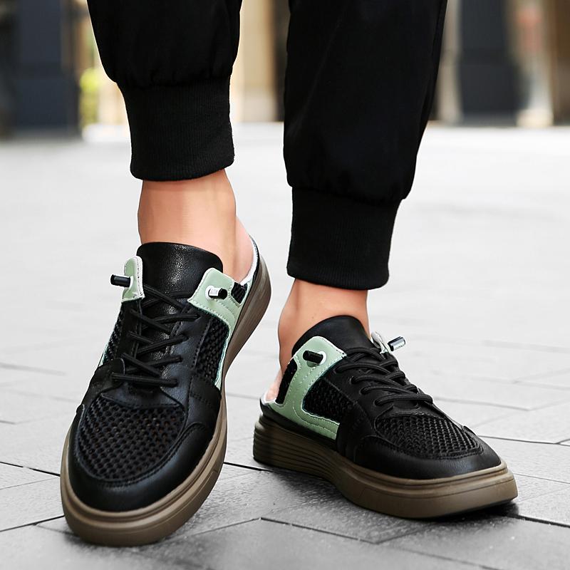 Fashion Fashionable New Men's High-quality Summer Breathable Half Slippers Trendy Men's Outdoor Casual Shoes Party Travel Stroll Shoes