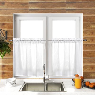 Cortinas de blecaute de 2 painéis para janelas de cozinha/banheiro/sala de estar/quarto, privacidade, bolso de haste decorativo, cortinas de janela curtas