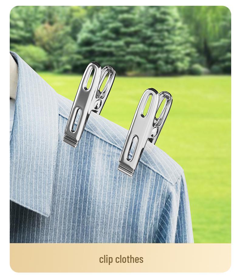 Stainless Steel Windproof Clothes Pins and Hangers Set for Drying and Sunning Quilts