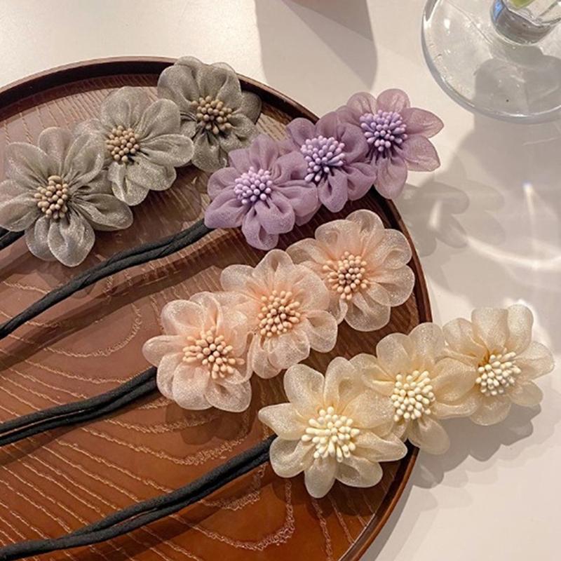 Chiffon Flower Hairbands Sweet Hair Headwear Women Braided Hair Device Hair Accessories Diy Hair Styling Tool