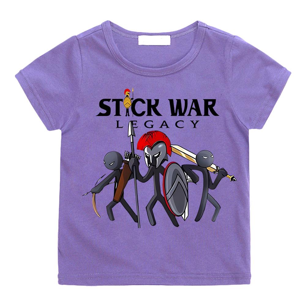 

Гаряча гра Stick War Мультфільм Графічна футболка Діти Немовлята Дівчата Мультфільм Одяг з короткими рукавами Хлопчики Вуличний одяг М яка футболка Camisetas 160 фіолетовий