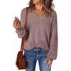 Autumn and Winter New Women's All Match Pure Cotton Casual Long Sleeved V-neck Lightweight Knitted Pullover Sweater Top