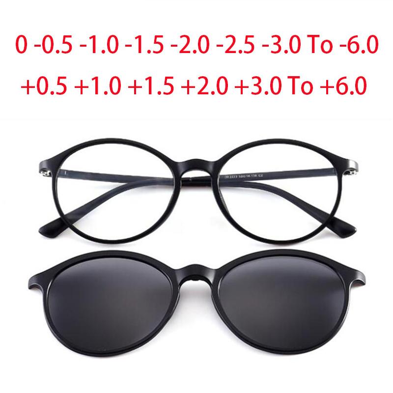2223 Magnetclip-Brille mit rundem Rahmen für Kurzsichtigkeit 0 -0,5 -1,0 -1,5 -2,0 -2,5 -3,0 -3,5 -4,0 -4,5 -5,0 -5,5 -6,0