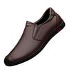 Men's Shoes Four Seasons Men's Casual Leather Shoes First Layer Cowhide Soft Sole One Pedal Lazy Doudou Casual Grandpa Shoes