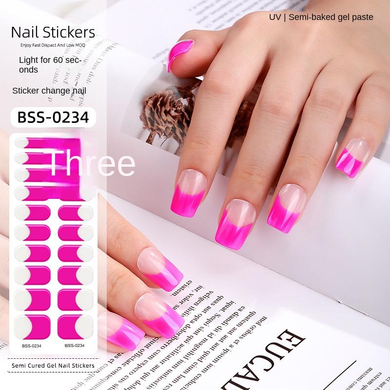 

Новые наклейки для французского маникюра с гелем, однотонные, полусухие, 3D наклейки для ногтей BSS-0234