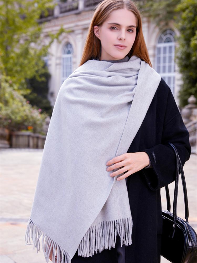 Black Cashmere Wool Scarf - Versatile Winter Shawl for Women and Men, Korean Style, Solid Color