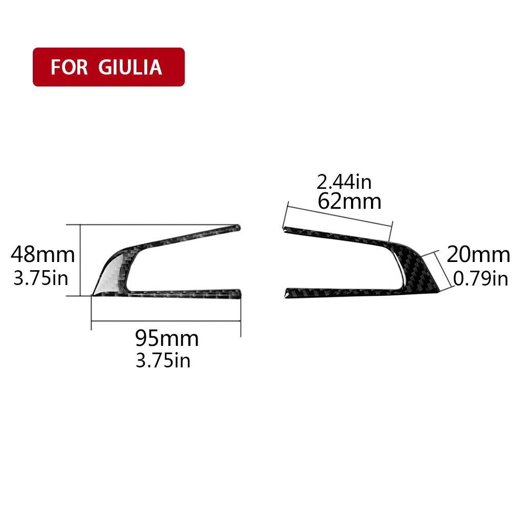 2pcs/set Steering Wheel Decorative Frame Cover Carbon Fiber Decor Replacement For Alfa Giulia 2017-2019