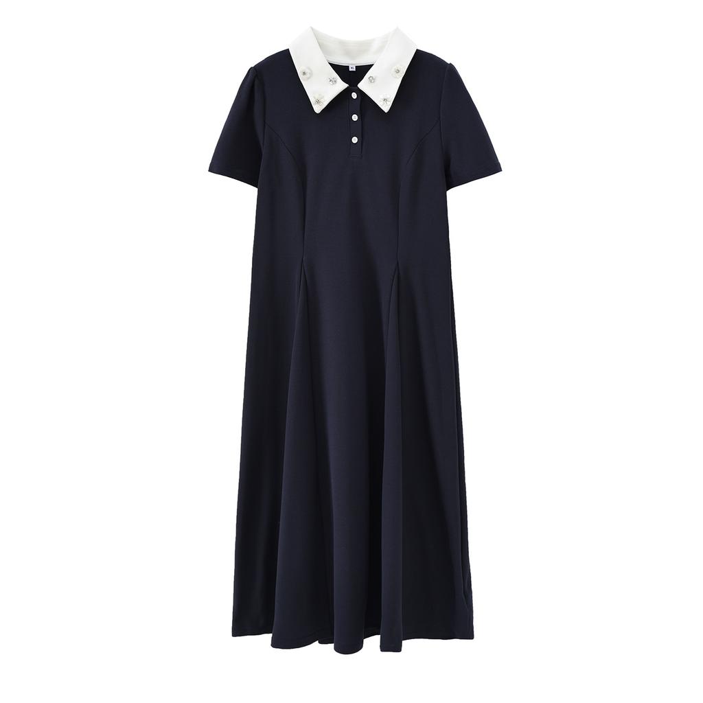 College Style Age-reducing Polo Collar Dress 2026 Summer Large Size Women's Clothing Waist and Thin Long Short Skirt 234421