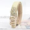Vintage Bling Bling Sparkling Rhinestone Belt Versatile Glitter Slide Buckle Belt Luxury Brand Design Waist Strap Women