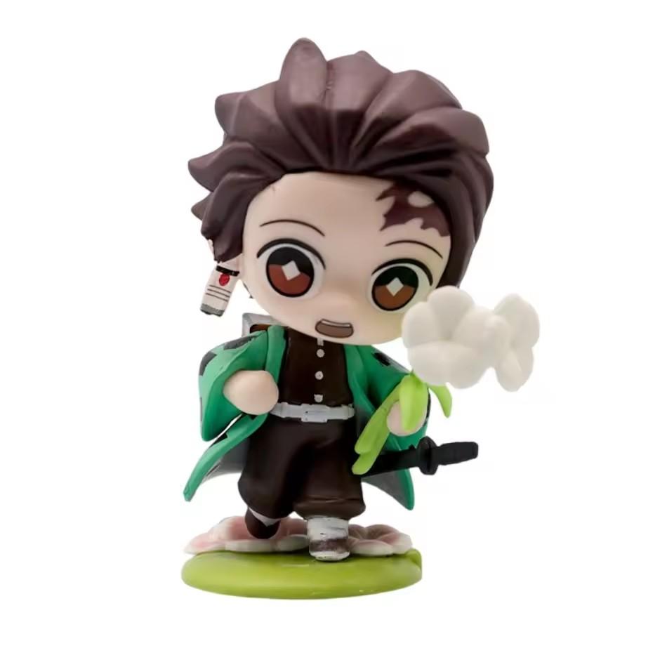 YENİ Q Posket Figür  Demon Slayer Mini Figür 5 Adet 10 Adet 12 Adet 15 Adet Setler Kimetsu No Yaiba Küçük PVC Bebekler Masaüstü kutusu