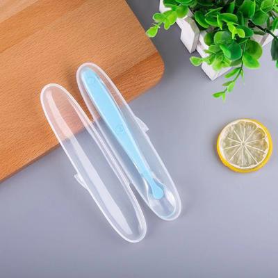 Baby Spoon Storage Box Infant Silicone Feeding Spoon PP Transparent Travel Case Tableware Storage
