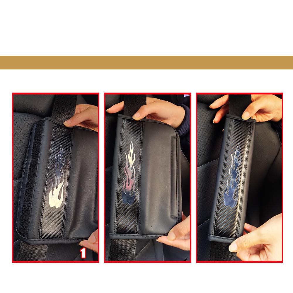 A Carbon Fiber PU Leather Flame Flash Blingbling Automotive Shoulder Strap Adorned with Automotive Upholstery Generic