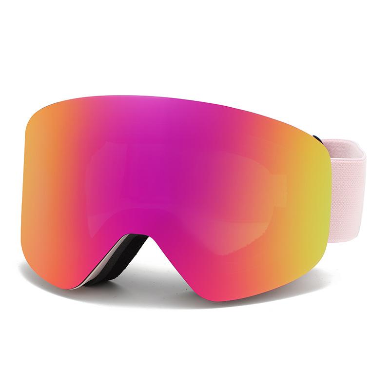 Magnetic ski goggles with cylindrical double-layer anti-fog protection for children and adults, large spherical ski goggles compatible with