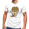 Mens T-Shirt French Fries Ketchup Funny Comic Drawing Fast Food