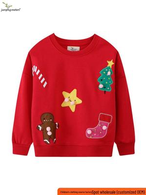 Kinder Weihnachts Cartoon Stickerei Rundhals Sweatshirt 2026