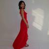 Ladies' Sexy Patchwork Temperament Slit Backless Long Dress