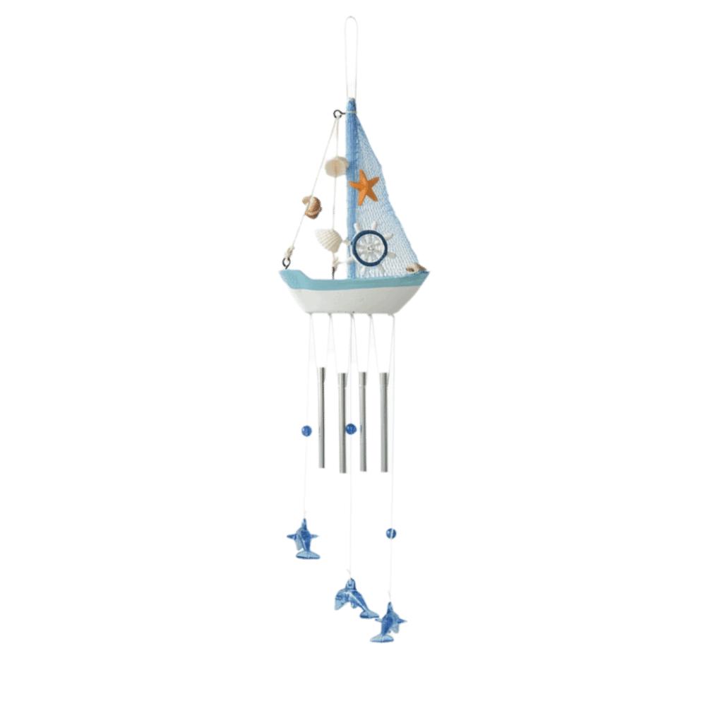 Shell Star Nautical Sailboat Wind Chime Tassel Hanging Ornaments Small Boats Models Home Decor