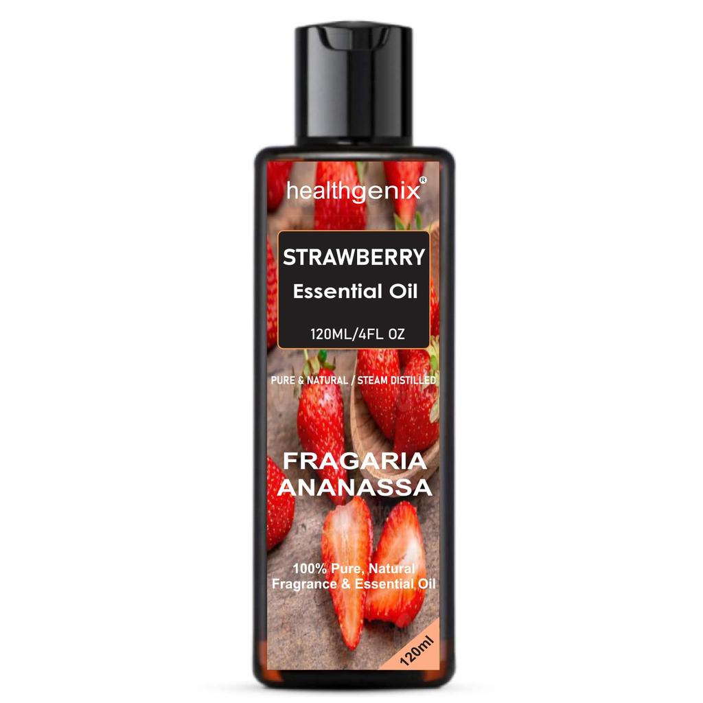 Healthgenix Strawberry Essential Oil - 120ml with Free Rose Water - 60ml | Therapeutic Grade for Hair & Skin, Diffuser, Home Decor, Aromatherapy,