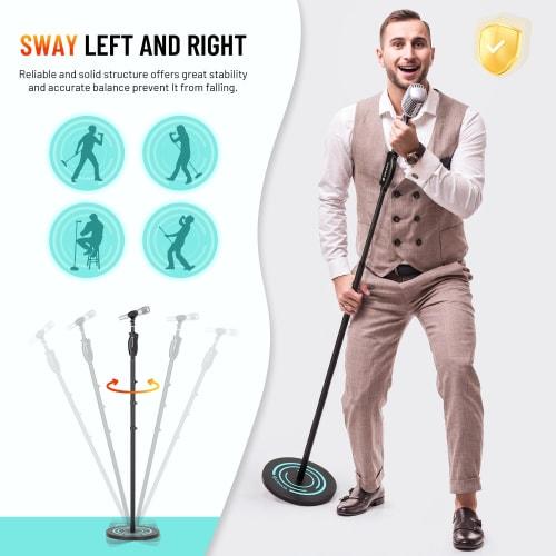 CAHAYA Microphone Stand, Straight Boom, 5.5kg Weight, 120cm-180cm Height Adjustable, 3230g Base, Iron Material, Smartphone Holder, Width Adjustable 14