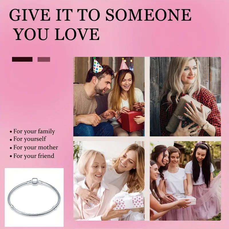 Nuevo en Plata de Ley 925 Original Pulsera de Cadena de Serpiente Se Adapta a Cuentas de Charms Originales de 3 mm Para Mujeres Pulseras de Corazón Joyería Regalos