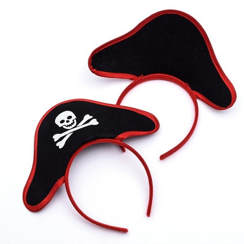Uroczy Piracki Nakrycie Głowy Pirackie Nakrycie Głowy Opaska do Włosów Czaszka Opaska na Oko Kapelusz Zestaw Kapelusz Kapitana z Kreskówki Kapelusz Trójrożny Akcesoria