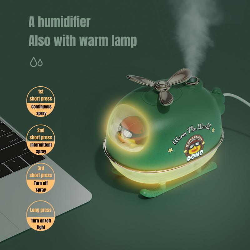 Mini Cartoon Helicopter Aroma Air Humidifier Usb Electric Essential Oil Diffuser With Warm Night Light For Car Office Home