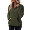 Damen Fleecesch Pullover Langarm Viertelreißverschluss Stehkragen Sweatshirt mit Kängurutasche Lässiges Lockeres Oberteil