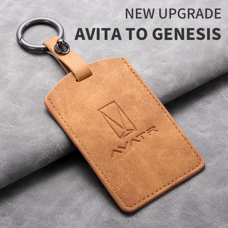 Sheepskin Leather Car NFC Card Smart Key Case Full Cover Protector Shell For AVATR 11 12 Avita 11 2025 Keychain Auto Accessories
