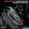 For iPhone 16 Case Compatible with MagSafe Military Protection PC+TPU Kickstand Phone Cover