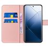 Coque - E.F.CONNECTION - pour Xiaomi 14 Pro - Rose - Antichoc - Cuir PU avec Support et 2 Verres Trempés