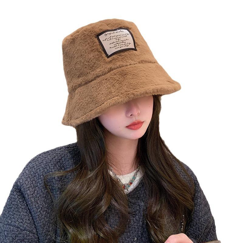 New Hat Female Cute Plush Warm Bucket Hat Autumn and Winter Casual Versatile Washbasin Hat