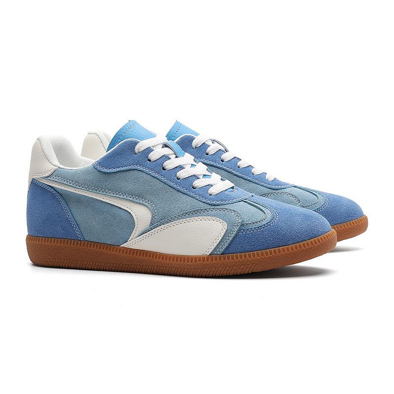 Fashion Inner Height Increase 5-7 Soft-Soled German Training Shoes Retro Splicing Leather Couple Board Shoes Platform Sports Casual Shoes