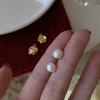 Rose series, natural freshwater pearl camellia stud earrings, light luxury temperament, niche earrings, women, silver needles