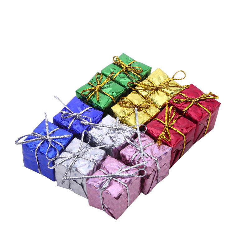 12pcs Christmas Mini Ornaments Foam Gift Boxes Xmas Tree Hanging Pendants New-Year Gifts For Xmas Party Decorations Supplies