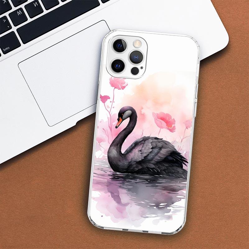 Black Swan Noble Phone Case For Apple iPhone 11 12 13 15 14 Pro 7 XR X XS Max 8 Plus + Mini SE Customized Print Soft Cover