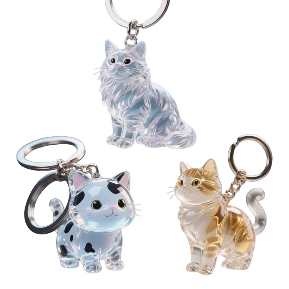 Cat Hair Storage Cute Pendant Keychain Bag Pendant Pet Hair Memorial Car Key Chains Jewelry Souvenir Collection Gift Decoration