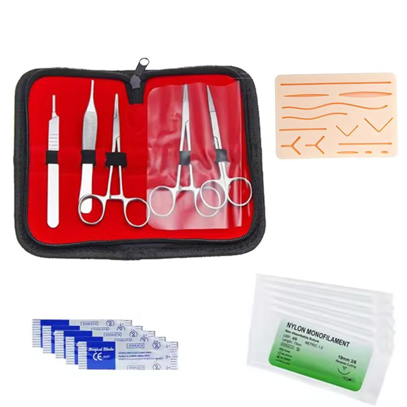 Medical Student Suturing Practice Kit Surgical Needle Holder Skin Pad Model Practical Skills Package for Student Examinations