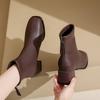 Short boots women's autumn and winter new low tube elastic thin women's boots square head thick heel fashion short boots