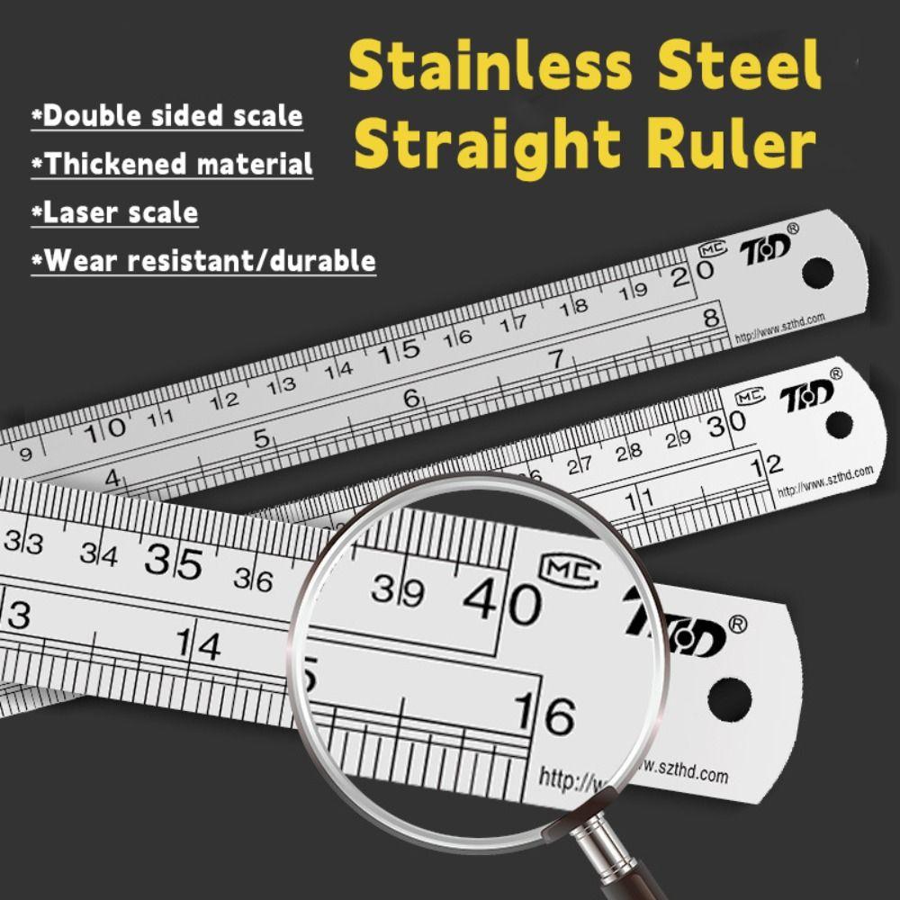 Double Side Scale Straight Ruler 15/20/30/40/50cm Drawing Ruler Stainless Steel Ruler Engineering