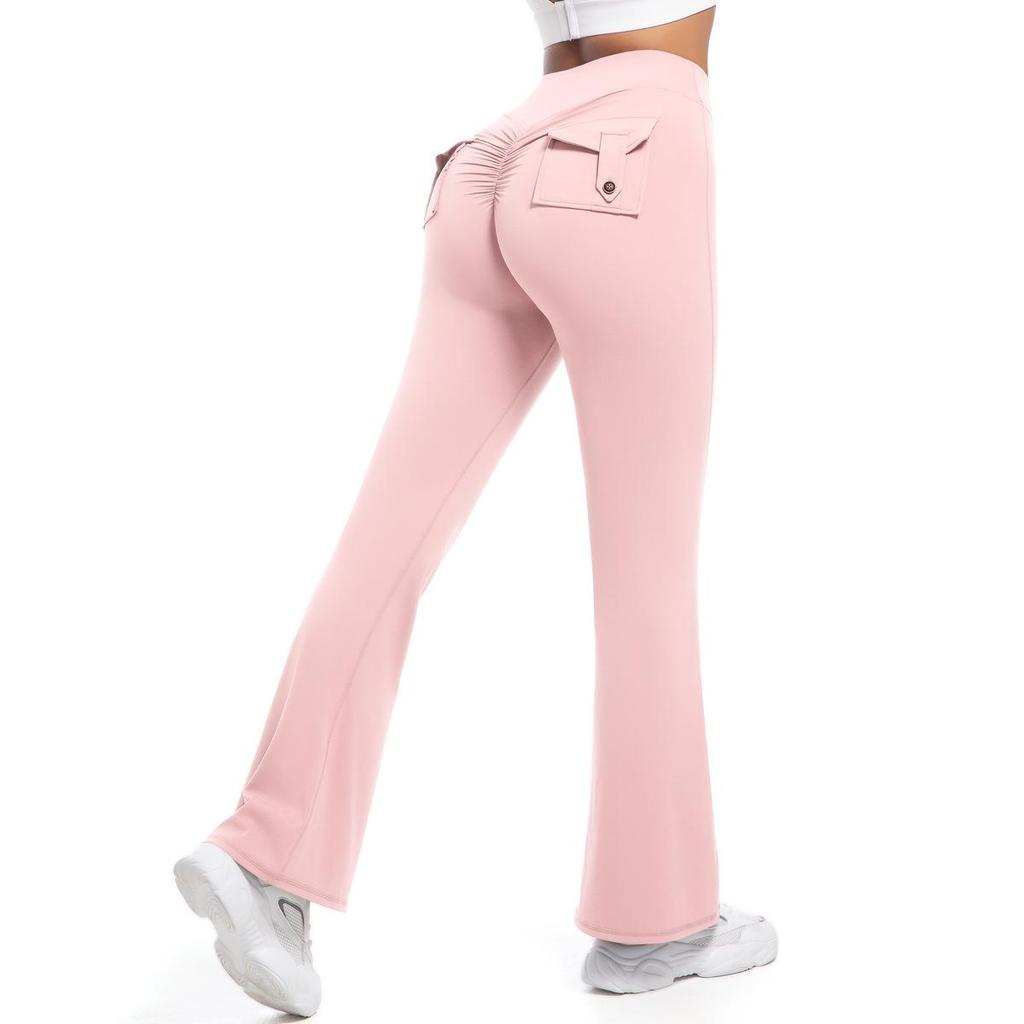 European-American High Waist Elastic Peach Butt Leggings - Quick-Dry Yoga, Running & Fitness Pants with Hip Lifting Button.
