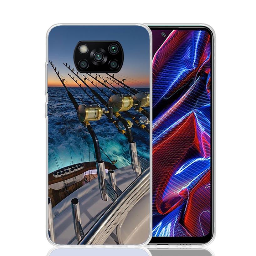 Carp Fish Fishing Rod Hook Phone Case For Xiaomi Poco X7 X6 X5 Pro F7 Ultra Redmi 15C 15 13 13C 12 12C 10 10A 10C 9 9A 9C 9T Cov