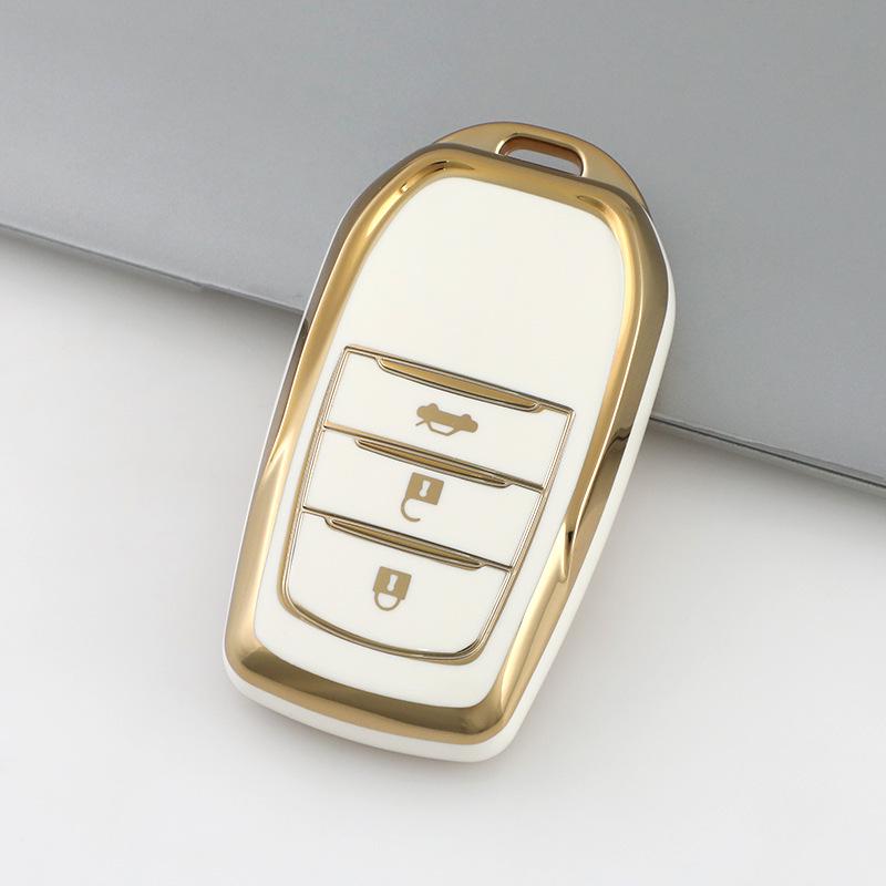 Schlüsseletui mit Goldrand für Toyota 18. Generation. Highlander/Crown/Levin - 5-Tasten-Schale