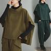 2024 Autumn Women's Two-Piece Set: Stand-Up Collar Pullover with Harem Pants in Large Size