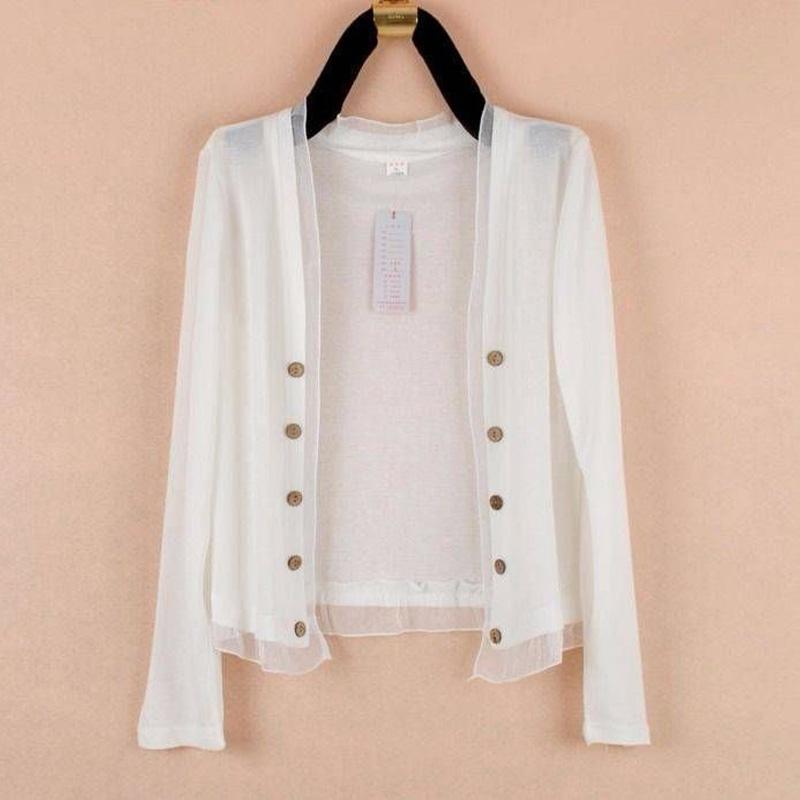 

Летняя Мода Тонкий Однотонный Кружевной Повседневный Свободный Оверсайз С Длинным Рукавом Универсальный Солнцезащитный Кардиган для Кондиционирования 4XL белый