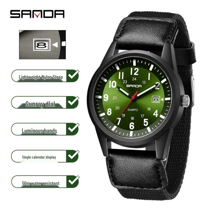 Sanda Fashion Youth Quartz Wristwatch: Casual Digital, Dual Calendar, Luminous, Waterproof, Unisex.