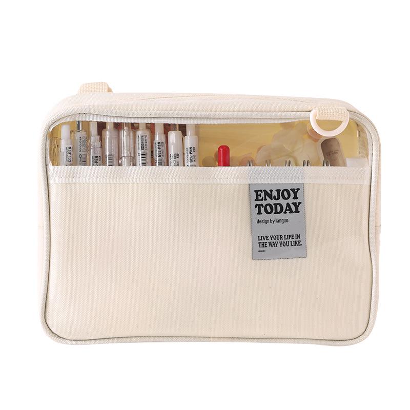 Large Capacity Blue Transparent Ita Pencil Case - Stylish and Functional for Students