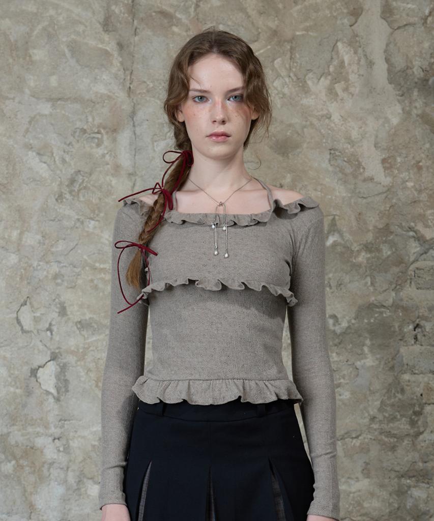 LARTIGENT L13 Frill Halter Sleeve(Brown)