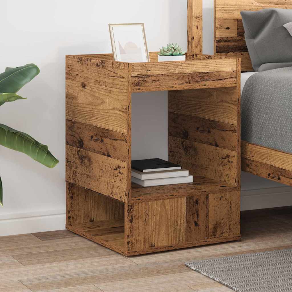 Side Table Reclaimed Wood Look 40 X 40 X 56 Cm Engineered Wood